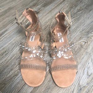 Steve Madden "Shift" Jeweled Encrusted Sandals Clear